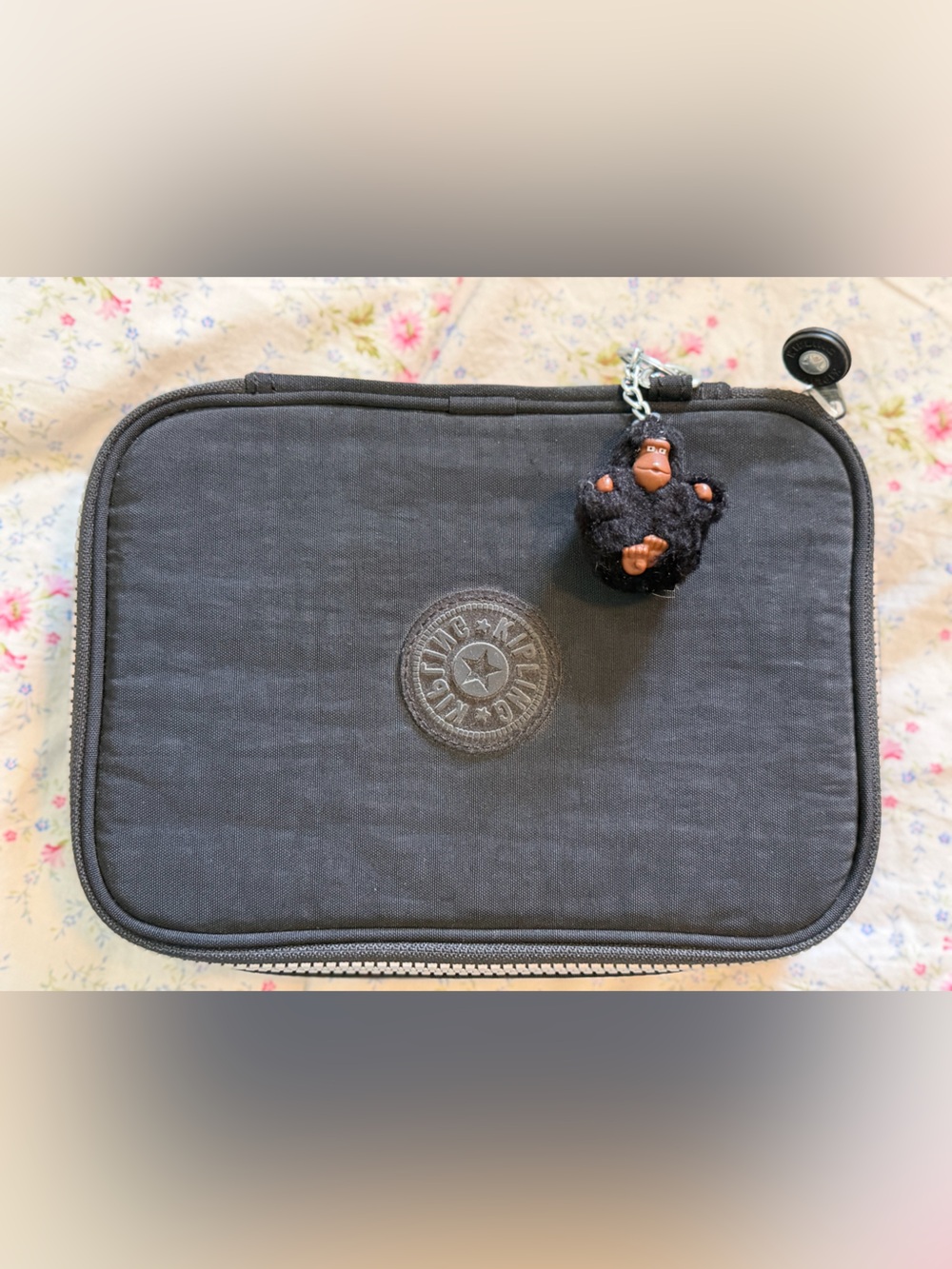 Kipling Black Makeup Cosmetic Travel Organizer Bag Monkey Charm